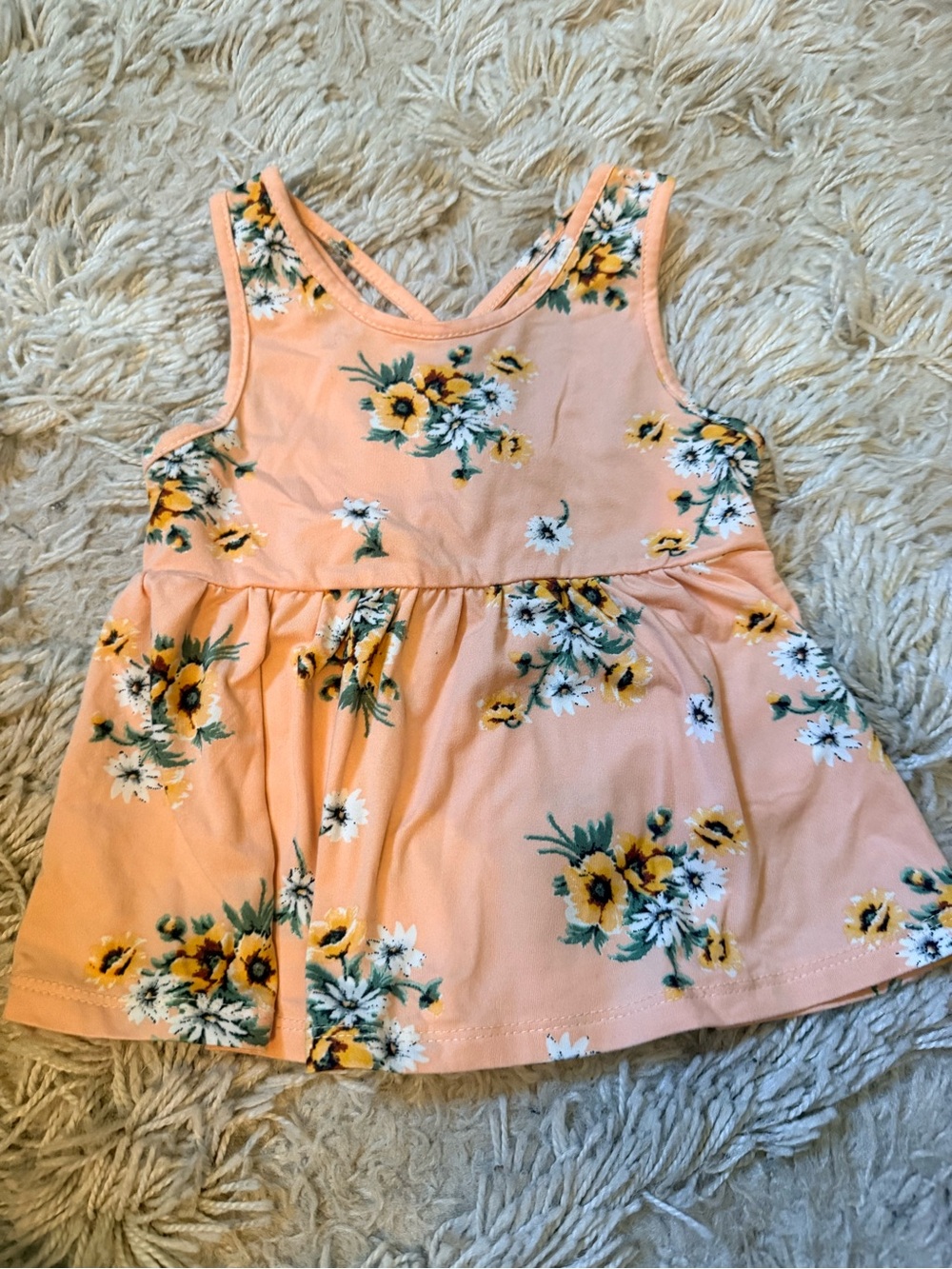 Girls Peach Floral Tank Top by
